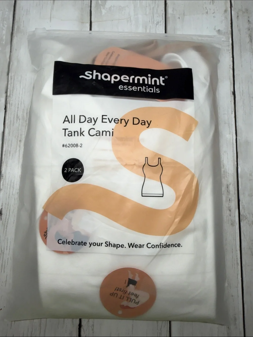 Shapermint Woman’s Tank Tops — 2 pak White & Beige Large New